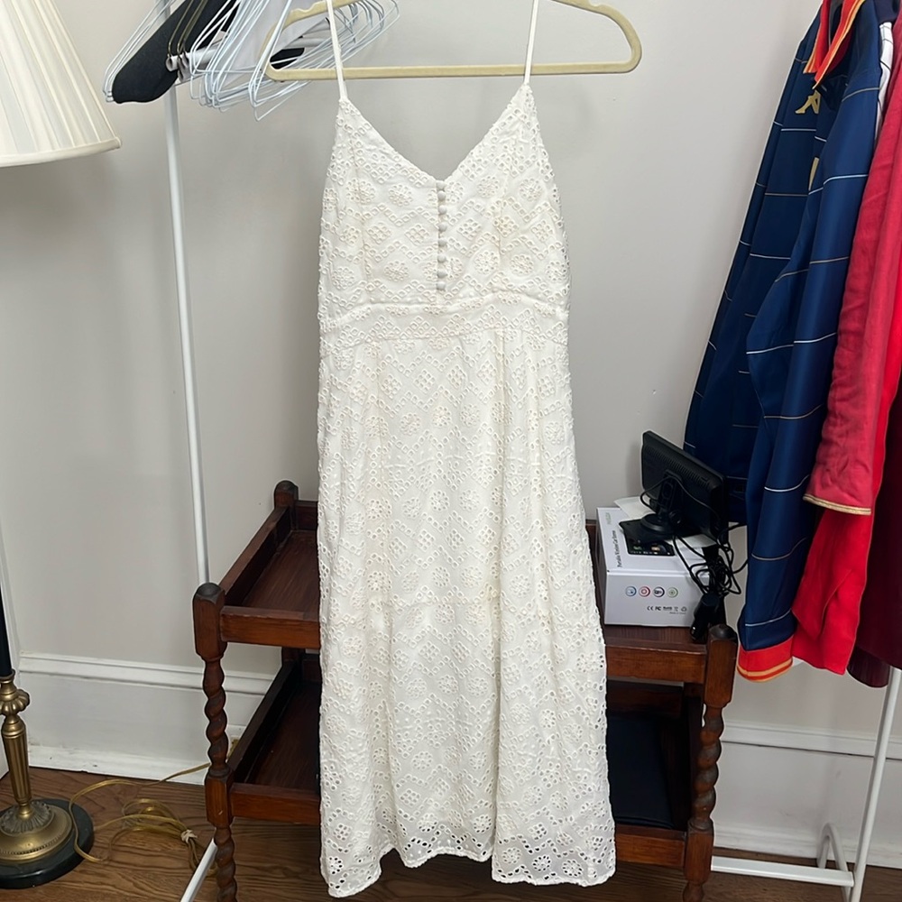 & Other Stories White Broiderie Dress Midi